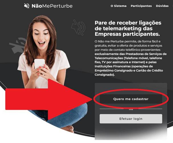 Escolha a opção "Quero me cadastrar" para iniciar um cadastro na plataforma