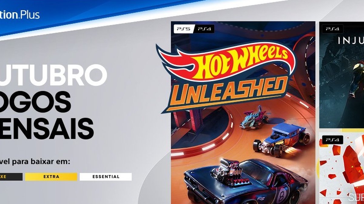 PS Plus de outubro terá Hot Wheels Unleashed, Injustice 2 e Superhot