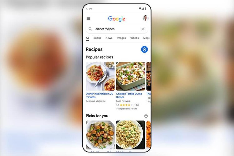Sugestões de receitas no Google. (Fonte: Blog do Google / Reprodução)