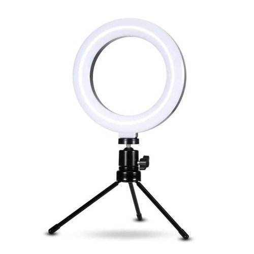 Ring light com tripé ajustável para mesa