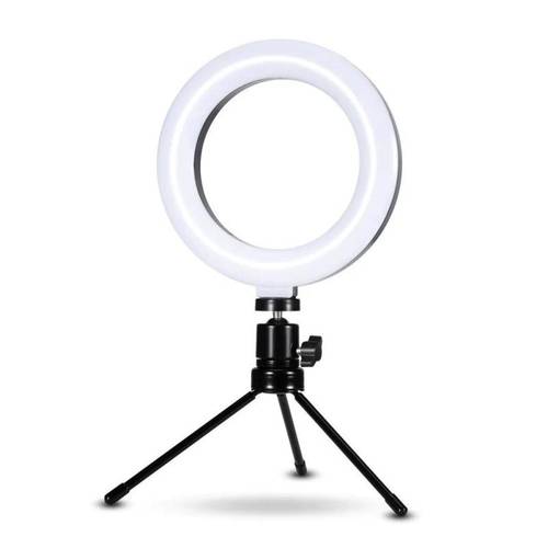 Ring light com tripé ajustável para mesa