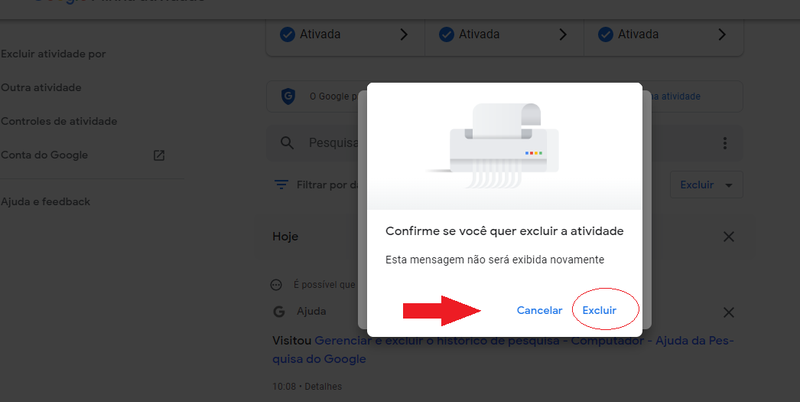 Excluir o histórico do Google