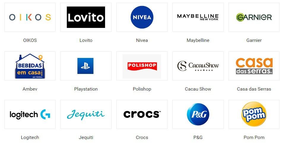 Algumas das marcas que integram a Shopee Oficial.