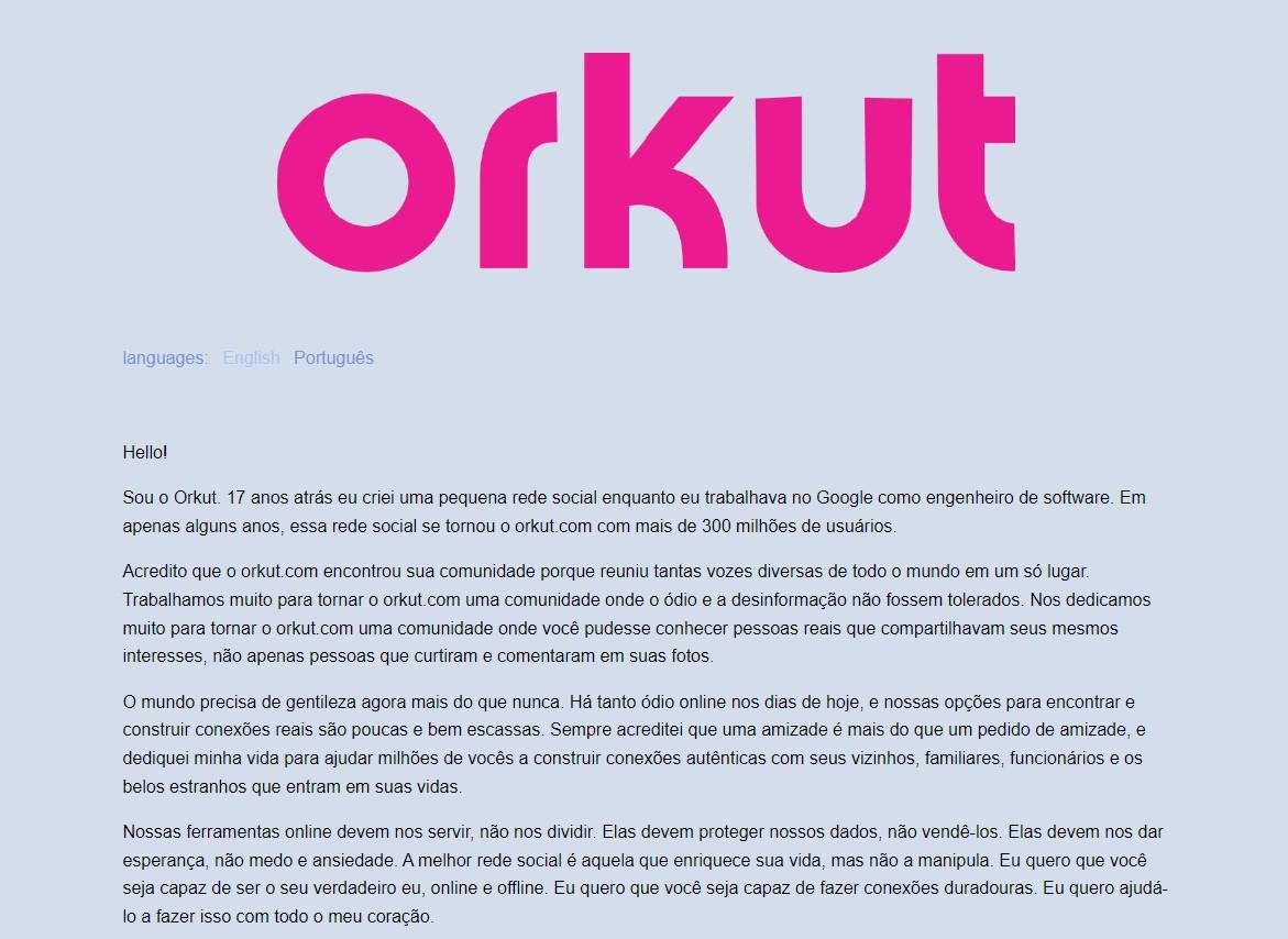 Site do Orkut foi reativado recentemente