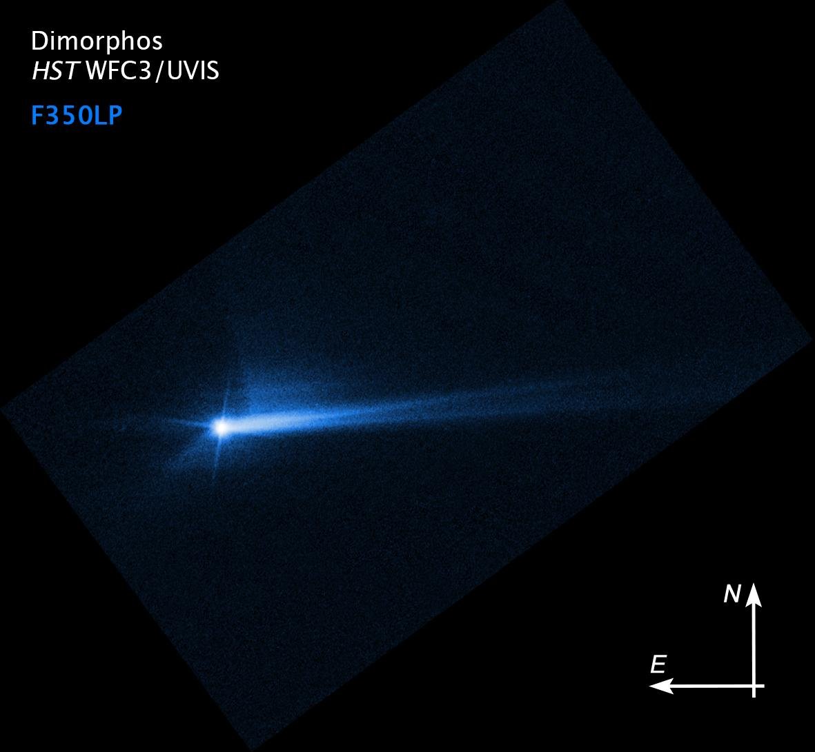 A colisão da nave DART com Dimorphos, produziu uma cauda no asteroide, fazendo-o parecer um cometa por um curto período de tempo