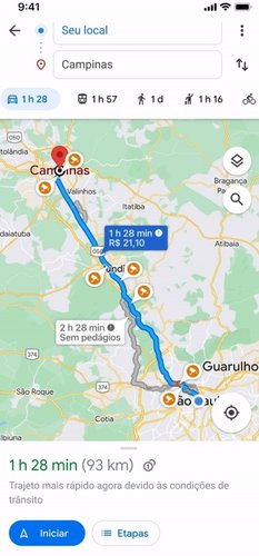 Agora, você pode usar o Google Maps para calcular os gastos com pedágio.