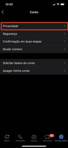 Esconder o online no WhatsApp