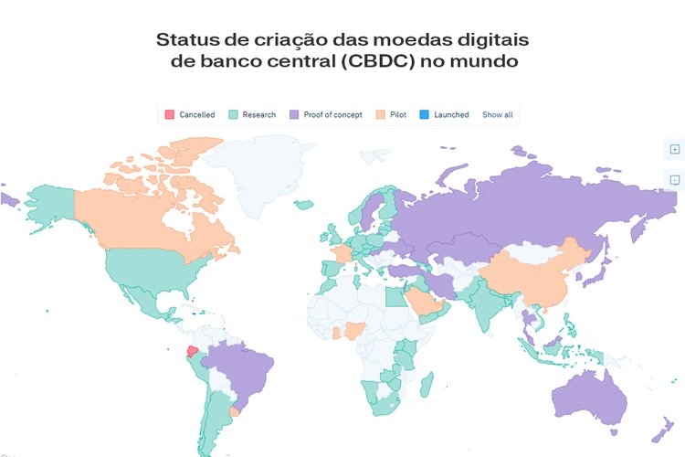 mapa mundial moedas digitais