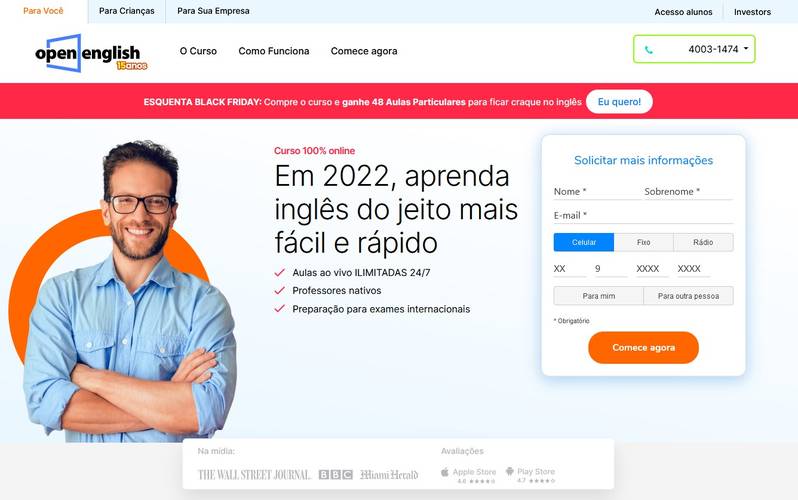 A Open English é uma das plataformas mais antigas do mercado