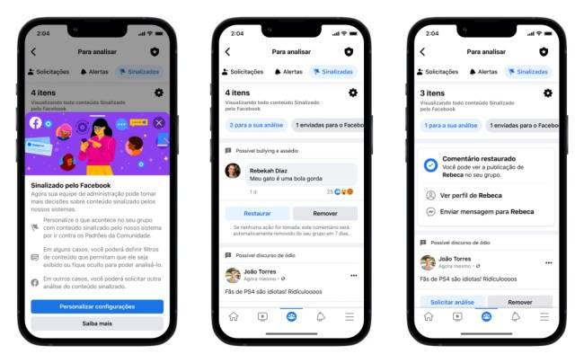 Mudanças na função "Sinalizado pelo Facebook".
