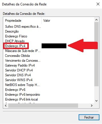 Anote o número do seu IP, pois você precisará dele para os próximos passos