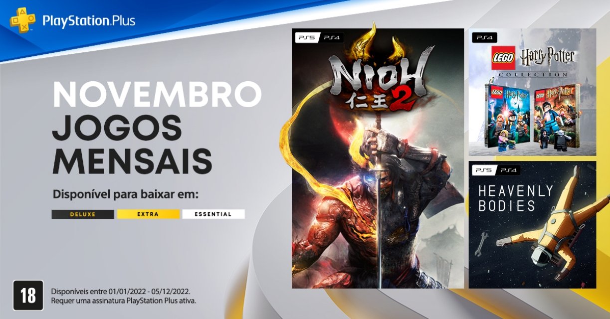 Jogos mensais PlayStation Plus de novembro: Nioh 2, Lego Harry