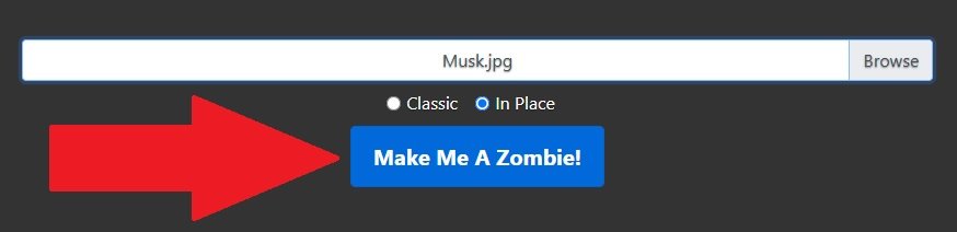 Depois da imagem ser carregada, aperte no botão azul "Make me A Zombie!"