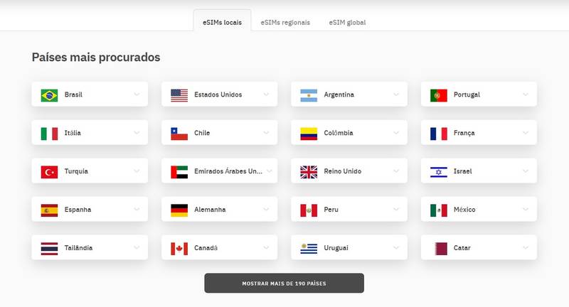 Escolha o país no qual você deseja assinar o plano