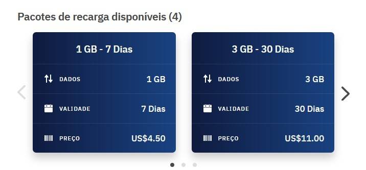 É possível também assinar planos para a recarga de pacote de dados