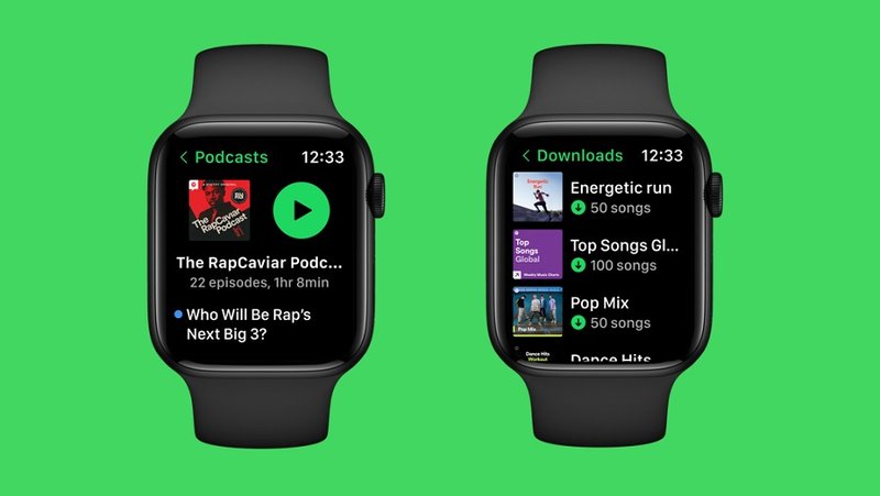 Nova interface do Spotify no WatchOS.