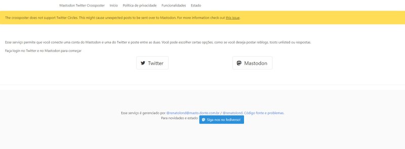 Serviço Mastodon Twitter Crossposter permite conectar contas das duas redes sociais.