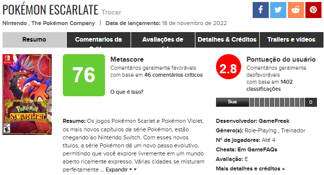 Melhores jogos de Pokémon, segundo o Metacritic