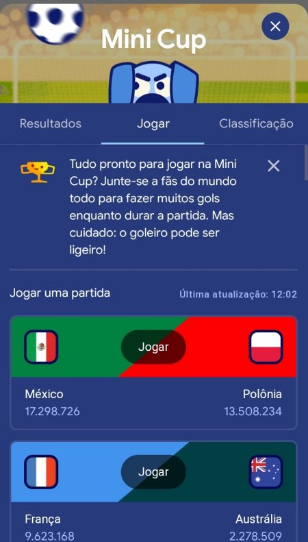 Mini jogo do Google oferece disputa de pênaltis durante os jogos