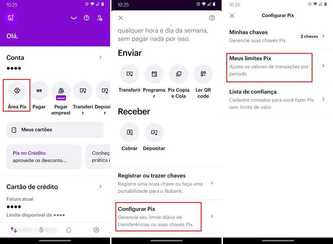 O ajuste do limite do Pix é feito através do app do Nubank.