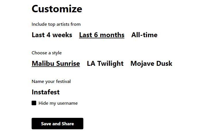 Na aba de customização, também é possível escolher o nome para seu festival.