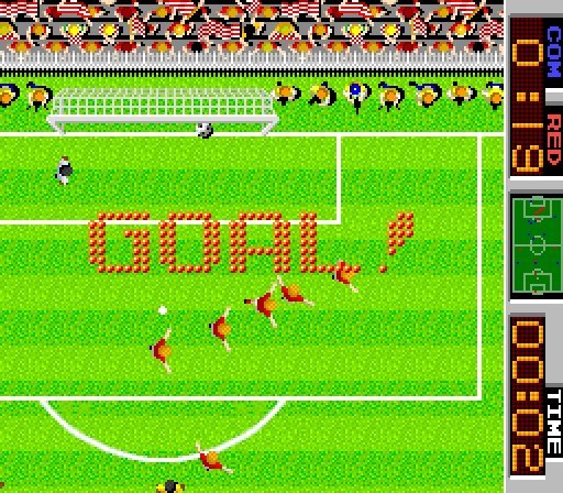 O gameplay de Tehkan World Cup já passa a permitir controlar a direção e força do seu chute, com direito a uma câmera ainda mais distante, um formato que Sensible Soccer aperfeiçoaria anos depois