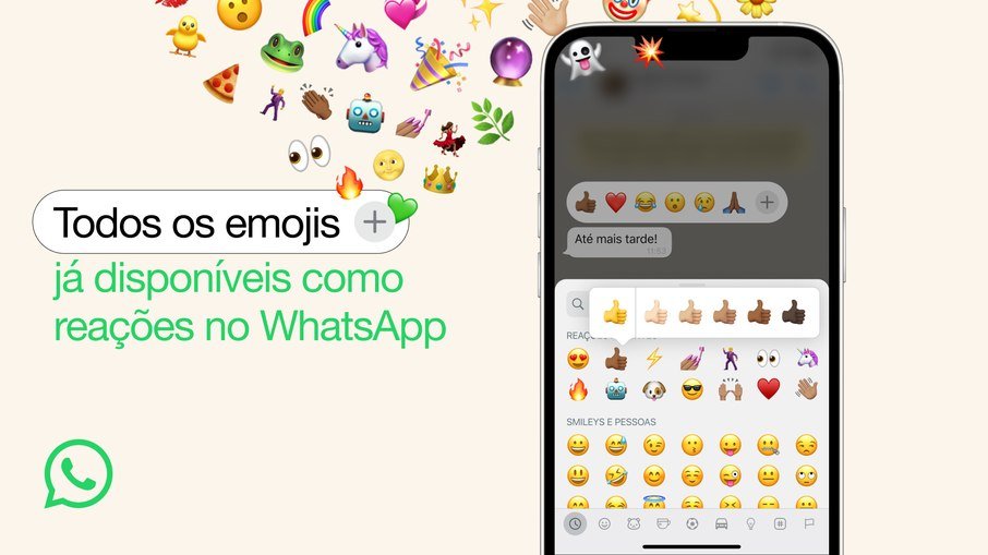 Coleção de emojis disponíveis para reações