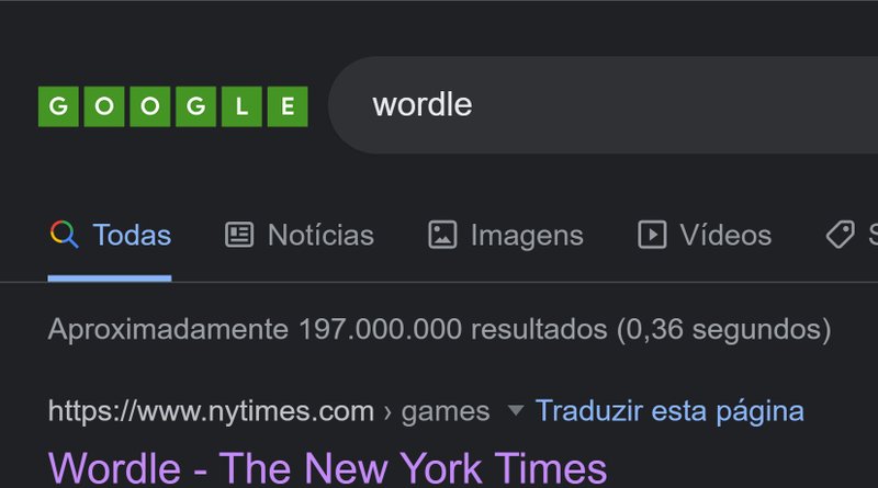 Google esconde um easter egg ao pesquisar a palavra Wordle.