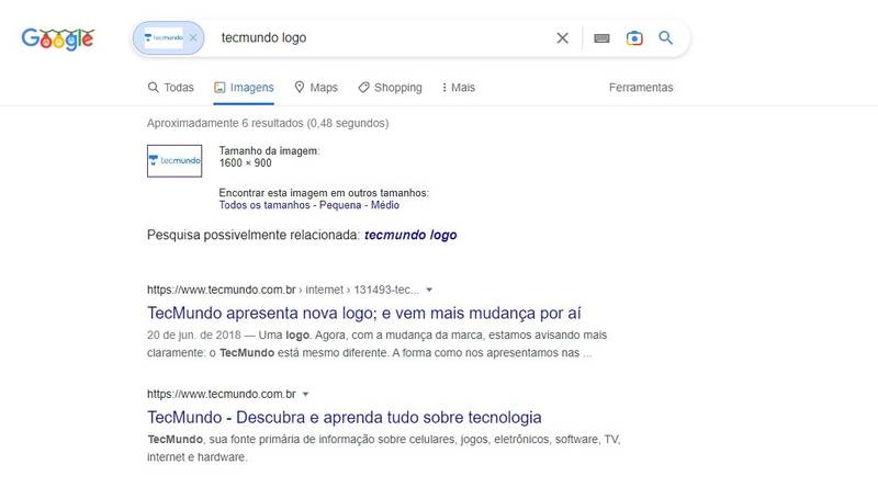 É possível descobrir os sites que possuem relação com a imagem enviada