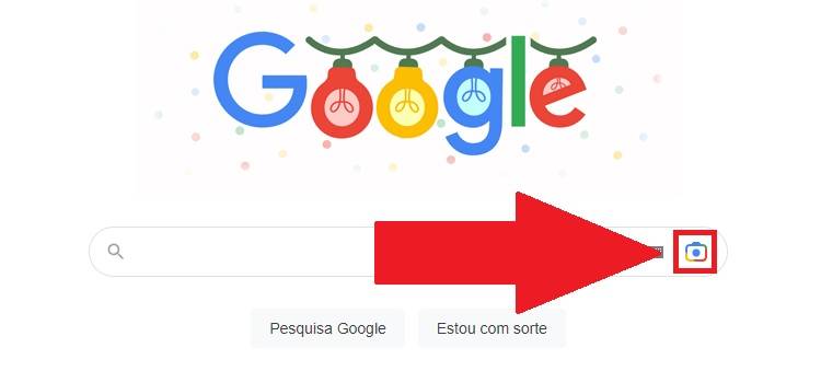 É preciso clicar no ícone para fazer uma pesquisa específica por imagens