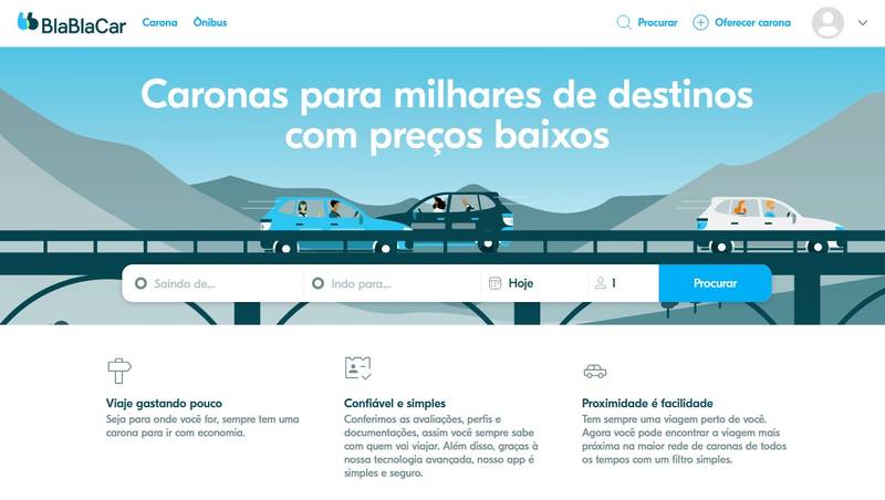 O Blablacar é um dos serviços de carona mais utilizados do Brasil