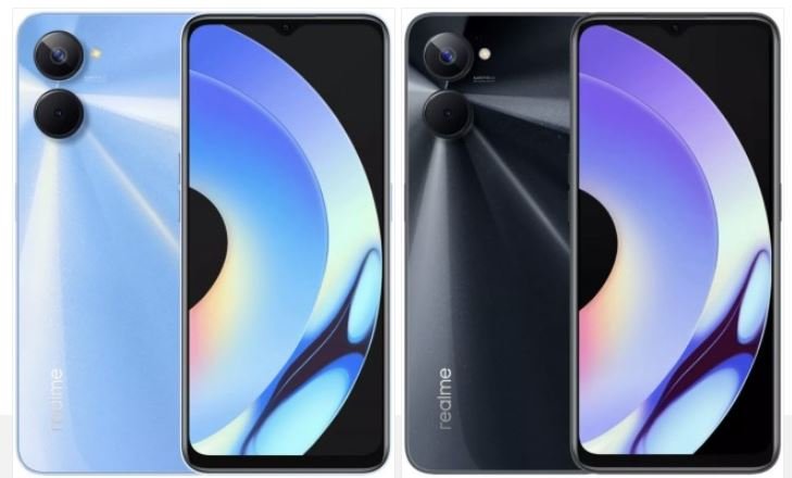 O Realme 10s está disponível nas cores azul e preto.