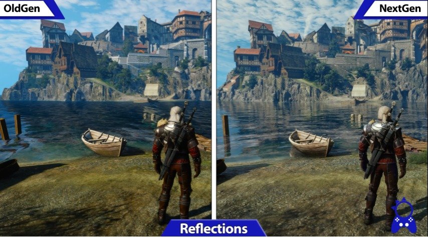 Comparação dos gráficos e reflexos em The Witcher 3