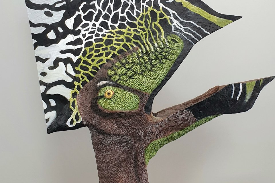 Reconstituição do pterossauro brasileiro, em exibição no Museu da Terra e da Vida (em Mafra, Santa Catarina)