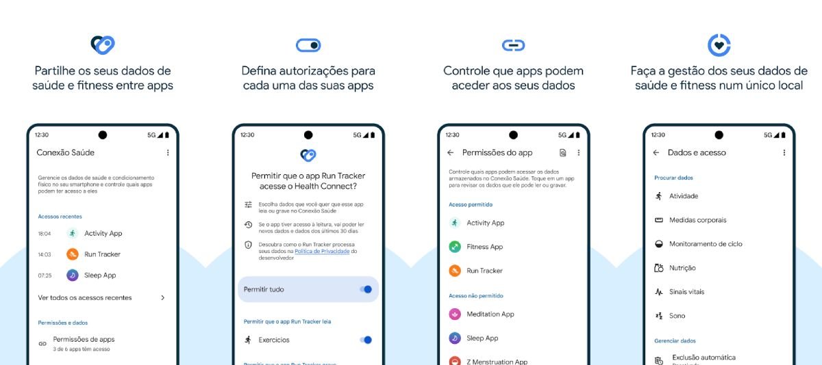 Versão beta do Health Connect possui página em português na Google Play Store.
