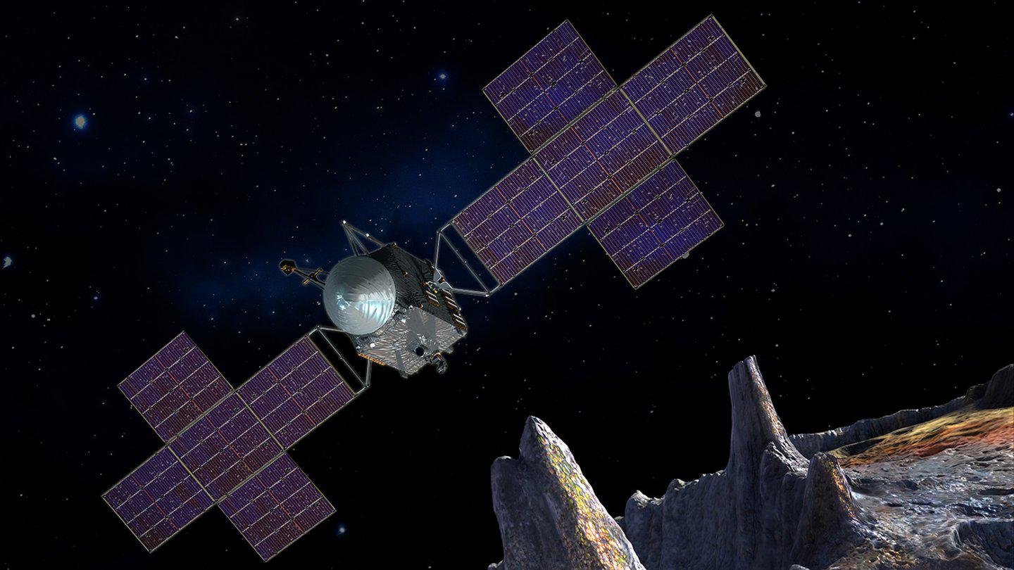 Representação artística da sonda PSYCHE da NASA.