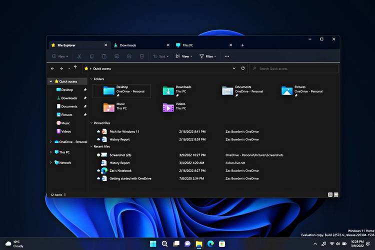 Guias no Explorador de Arquivos. (Fonte: Microsoft/Reprodução.)