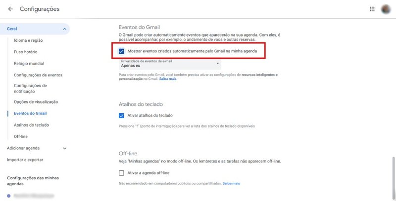 É possível evitar o bug acessando as configurações do Google Agenda.