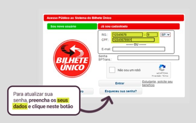 A SPTrans recomenda trocar a senha do site do Bilhete Único após o ataque cibernético.