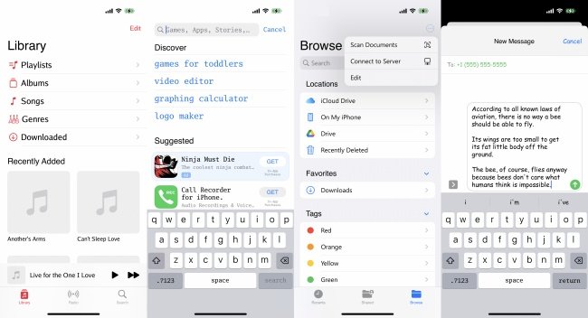 Exemplos de fontes do iPhone modificadas pela ferramenta do desenvolvedor.