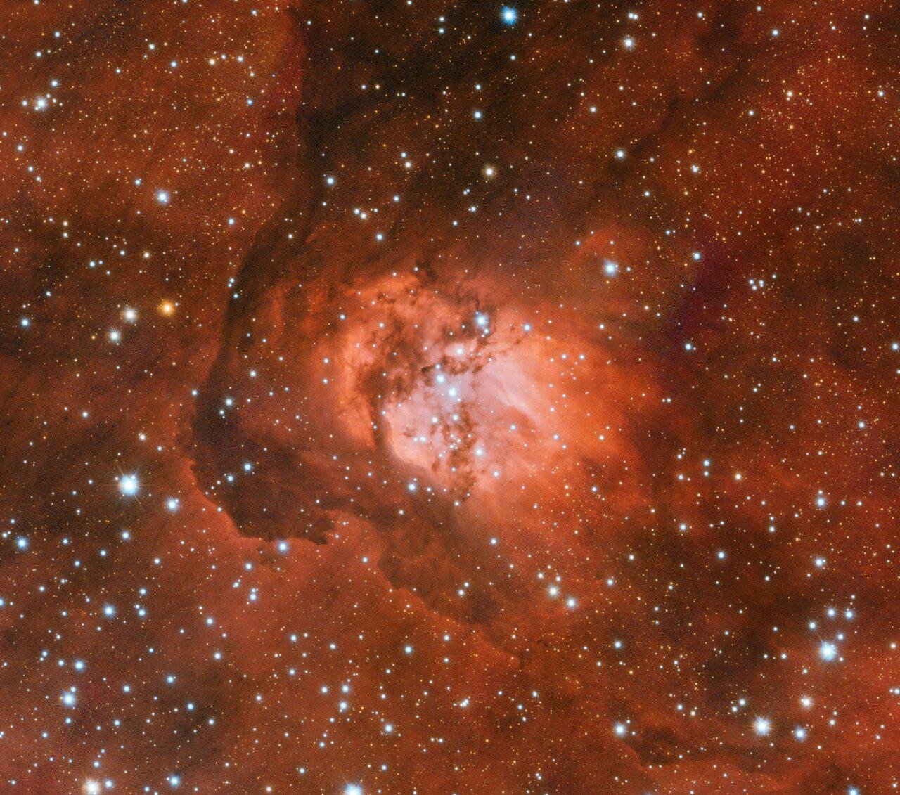 Imagem em luz visível da nebulosa Sh2-54 capturada pelo VLT Survey Telescope. (Fonte: ESO/Divulgação.)