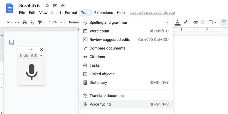 Digitação por voz no Google Docs ganha melhorias.