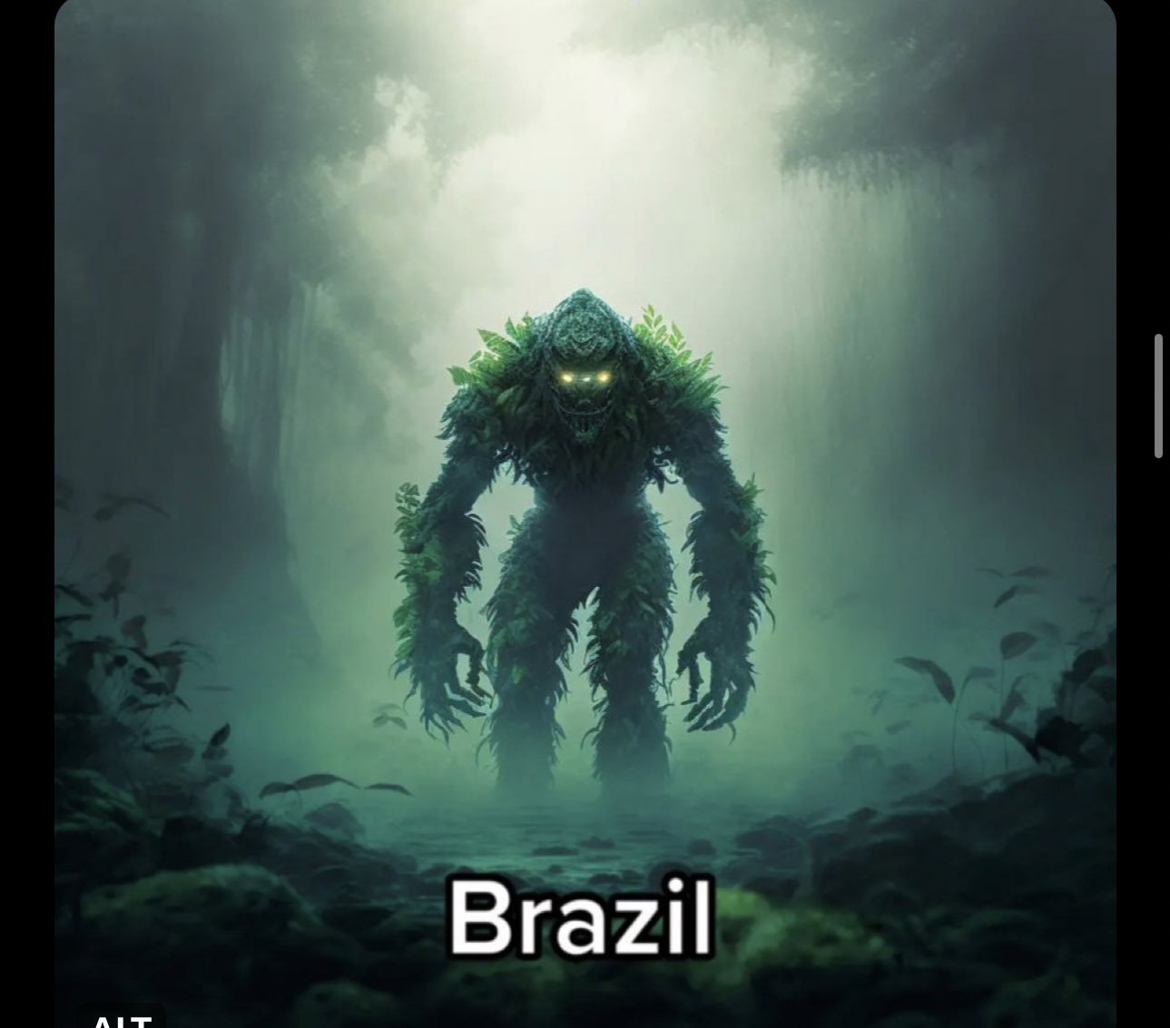 A IA usou a biodiversidade brasileira para mostrar como seria o vilão do Brasil.