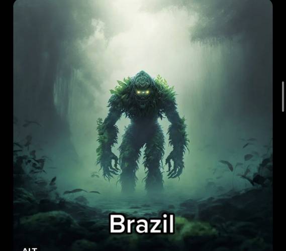 A IA usou a biodiversidade brasileira para mostrar como seria o vilão do Brasil.