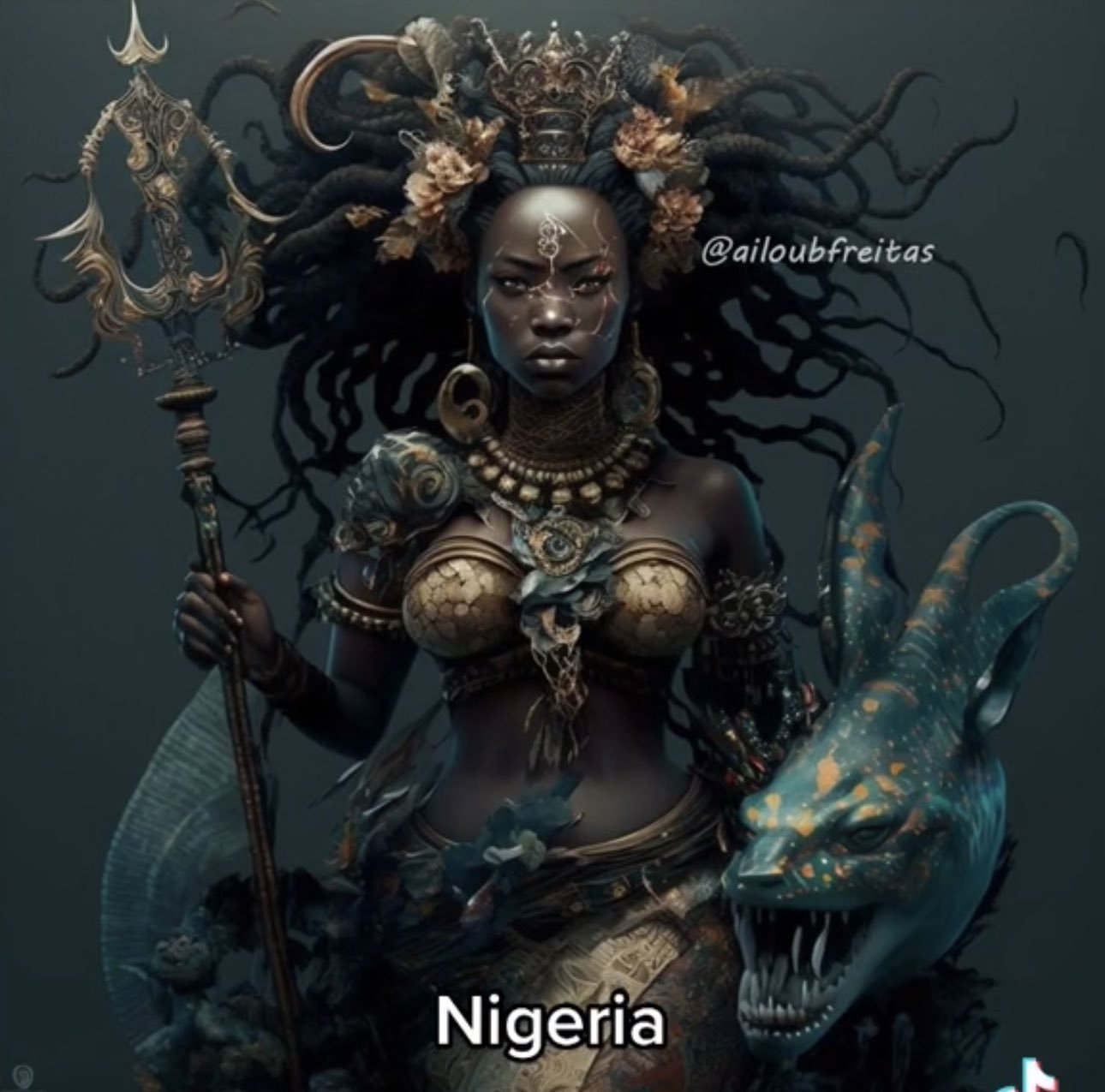 A vilã nigeriana usa diversos adornos característicos.