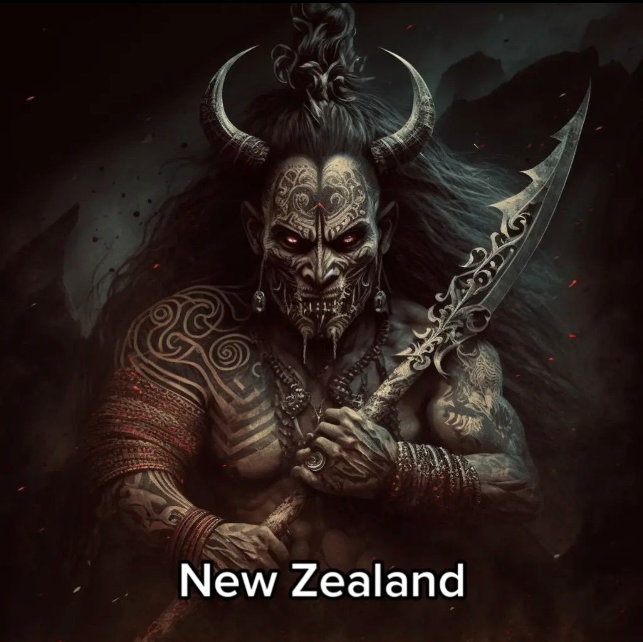 A Nova Zelândia têm um guerreiro maori com chifres como vilão.