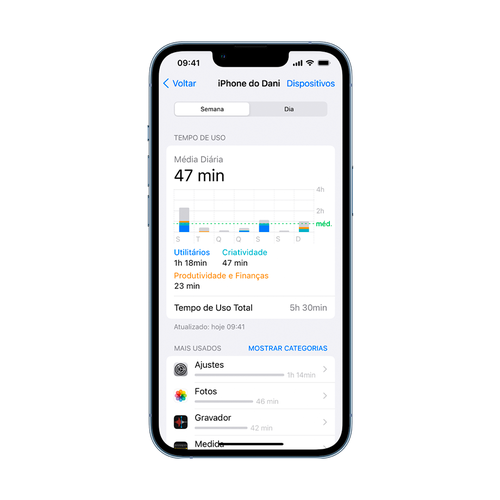 Acesse "Ajustes" para encontrar a ferramenta "Tempo de uso" em seu Iphone.