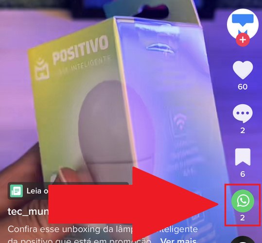 Clique no ícone do WhatsApp para que surjam opções de compartilhamento do vídeo