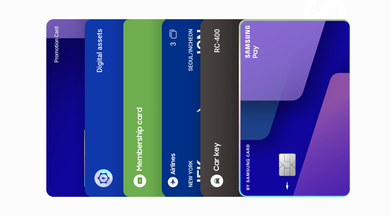 A carteira da Samsung permite organizar documentos e cartões bancários.