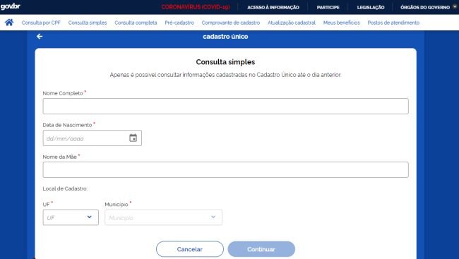 O Número de Identificação Social pode ser consultado na página do CadÚnico.